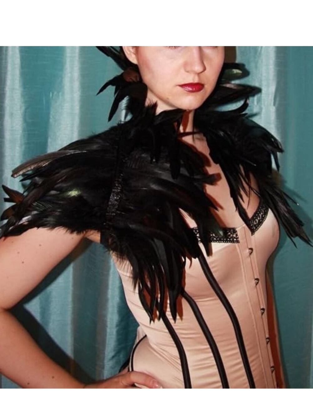REAL Natural Feather Shrug Shawl Shoulder Wrap Black
